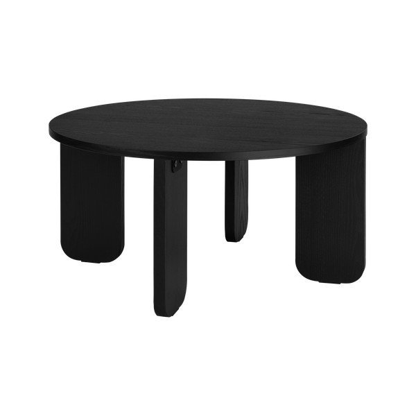 Čierny okrúhly konferenčný stolík s doskou v dubovom dekore ø 75 cm Kuvu – noo.ma