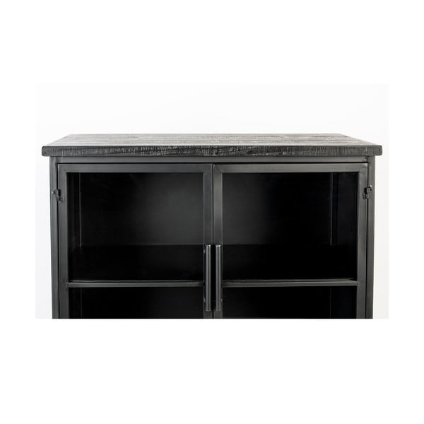 Čierna kovová vitrína 35x133 cm Ferre – White Label-image-1