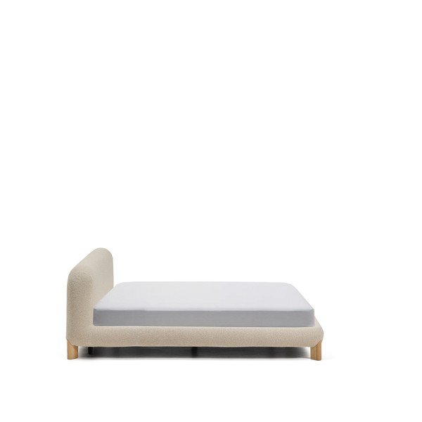 Béžová čalúnená dvojlôžková posteľ bez roštu 180x200 cm Odina – Kave Home-image-4