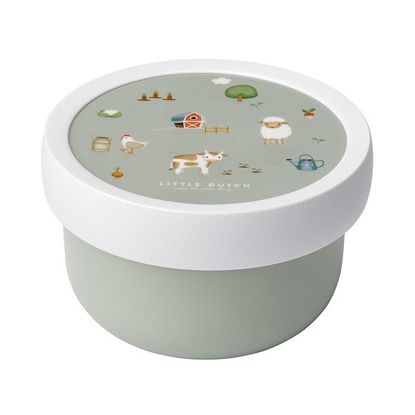 Svetlozelený plastový detský desiatový box Little Farm by Little Dutch – Mepal