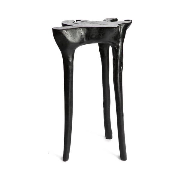 Čierny príručný stolík z teakového dreva Simla Jungle, ⌀ 40 cm