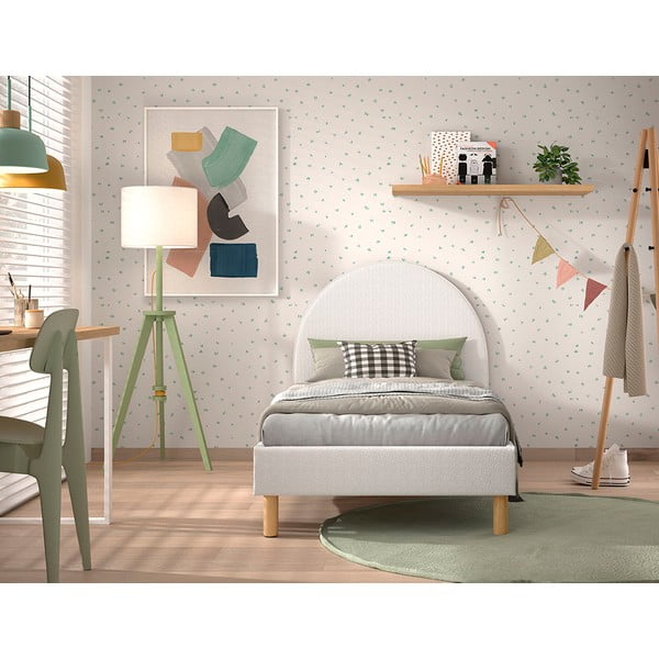 Biela čalúnená jednolôžková posteľ s roštom 90x200 cm MOON – Vipack-image-3