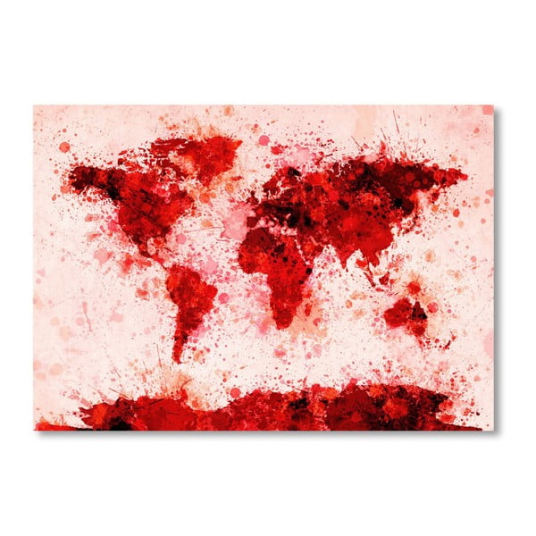 Plagát s červenou mapou sveta Americanflat Spot, 60  ×   42 cm