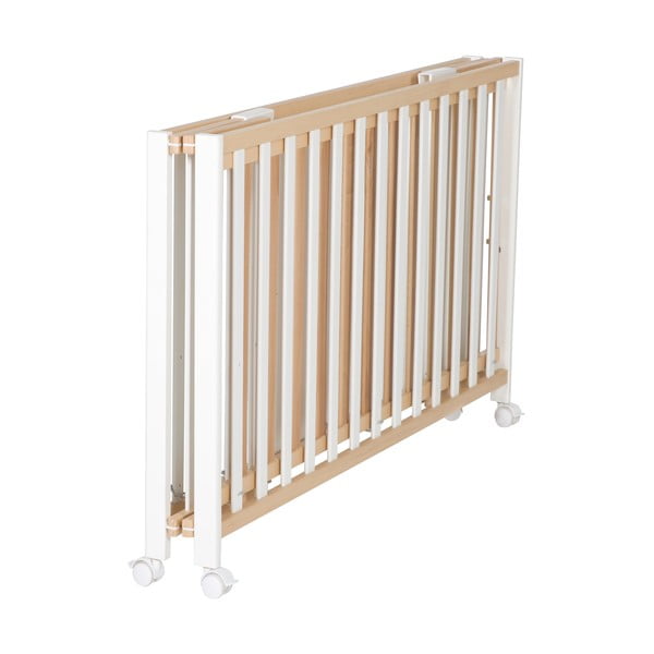 Skladacia postieľka na kolieskach v bielo-prírodnej farbe 60x120 cm Fold up – Roba-image-3