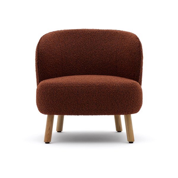 Kreslo v terakotovej farbe z textílie buklé Ulit – Kave Home-image-2