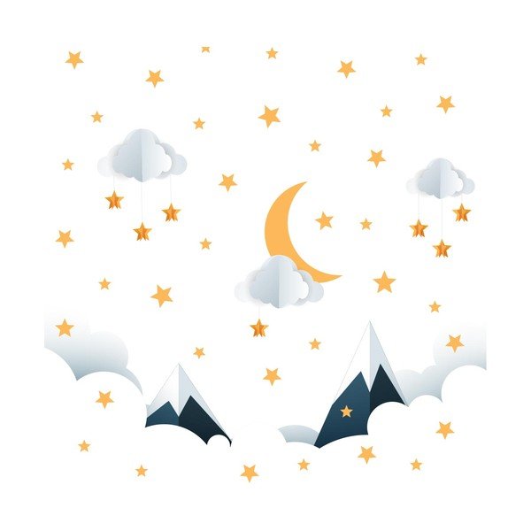 Detská samolepka na stenu 90x60 cm Mountains in Stars and Clouds - Ambiance-image-2