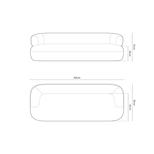 Zelená pohovka z textílie bouclé 226 cm Jenny – Micadoni Home-image-4
