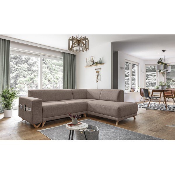 Hnedá rozkladacia/s úložným priestorom rohová pohovka (pravý roh/do L) Classy Sophie – Miuform-image-3
