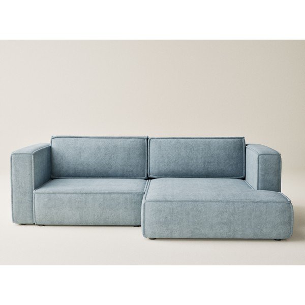 Svetlomodrá ženilková rozkladacia/s úložným priestorom rohová pohovka (pravý roh/s leňoškou) Velto – Maison de Rêve-image-2