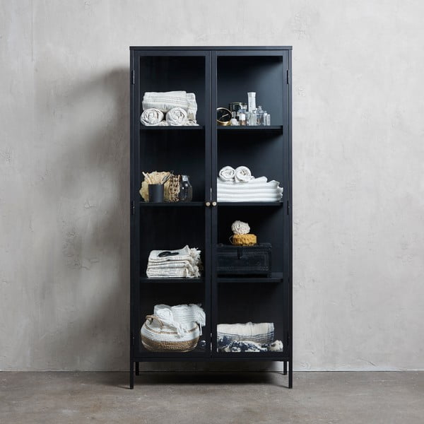 Čierna kovová vitrína 90x190 cm Carmel – Unique Furniture-image-4