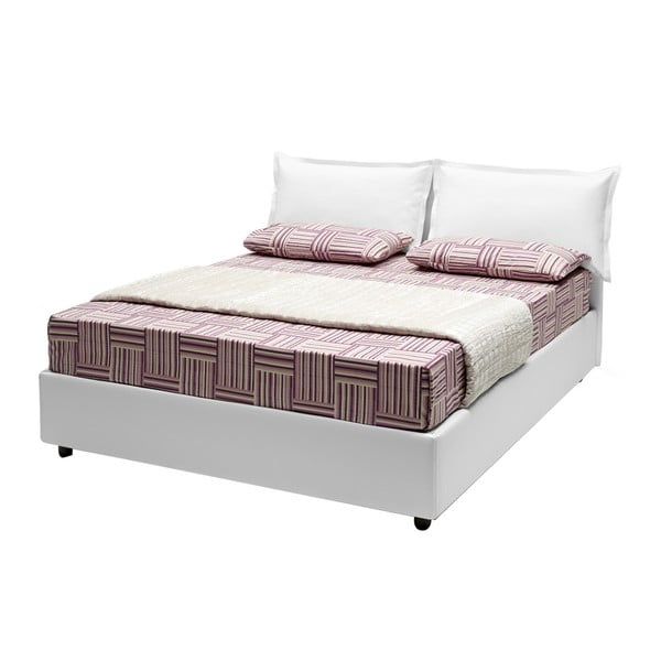 Biela dvojlôžková posteľ s úložným priestorom a poťahom z koženky 13Casa Rose, 160 x 190 cm