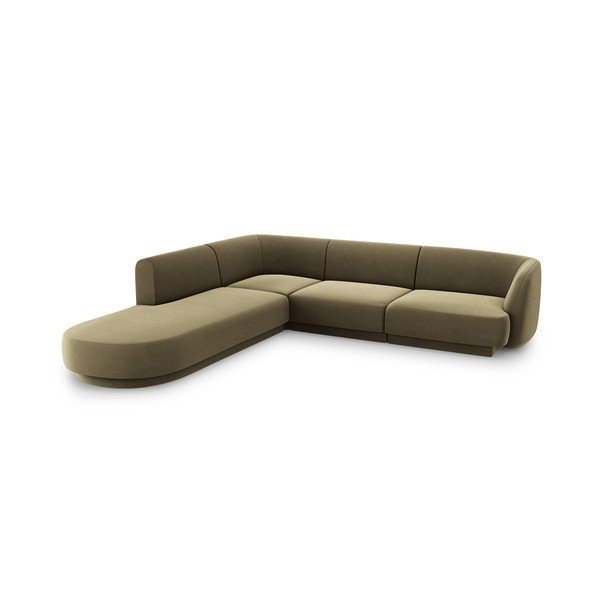 Zelená zamatová rohová pohovka (ľavý roh) Miley – Micadoni Home-image-3