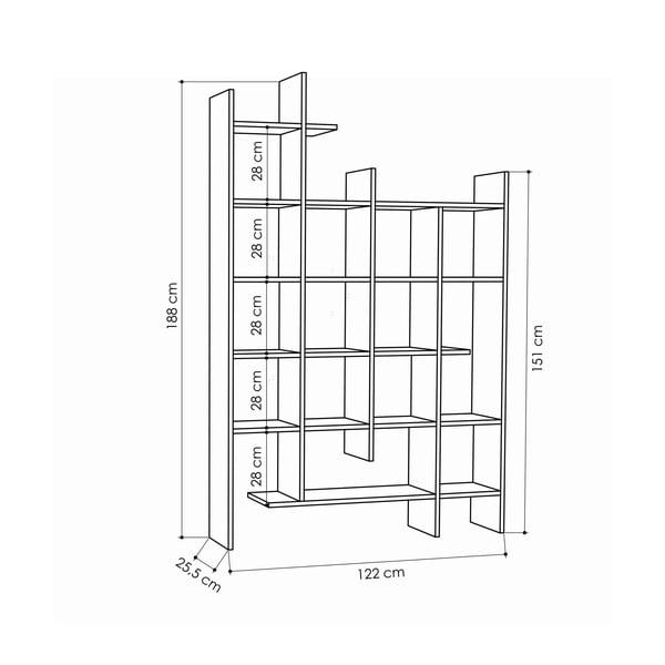 Knižnica v dekore duba v prírodnej farbe 122x188 cm Manco – Kalune Design-image-2