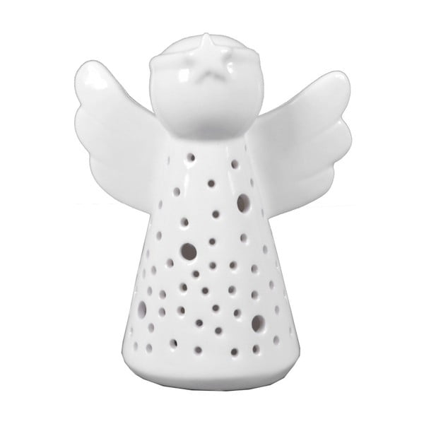 Biely porcelánový anjelik s LED diódou Ego Dekor