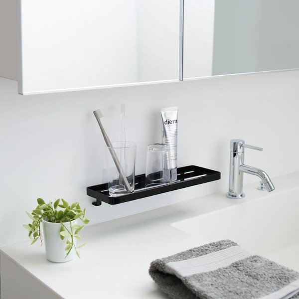 Matne čierna oceľová kúpeľňová polička bez vŕtania Film Hook – YAMAZAKI-image-1