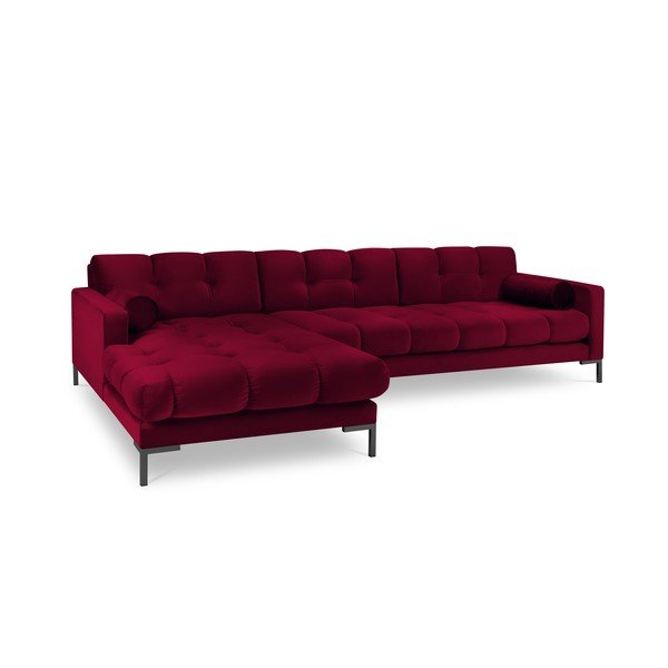 Červená zamatová rohová pohovka Cosmopolitan Design Bali, ľavý roh-image-2