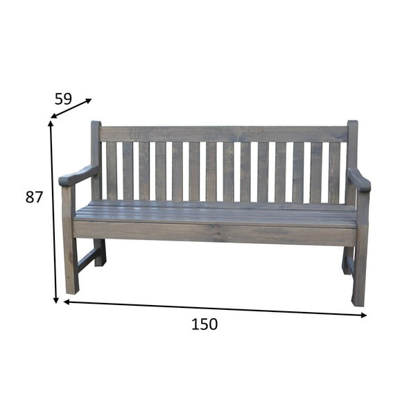 Sivá drevená záhradná lavica London - Rojaplast-image-3