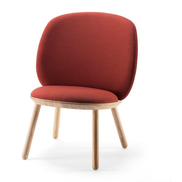 Koňakovohnedé kreslo s konštrukciou z jaseňového dreva a koženými detailmi EMKO Naïve-image-4