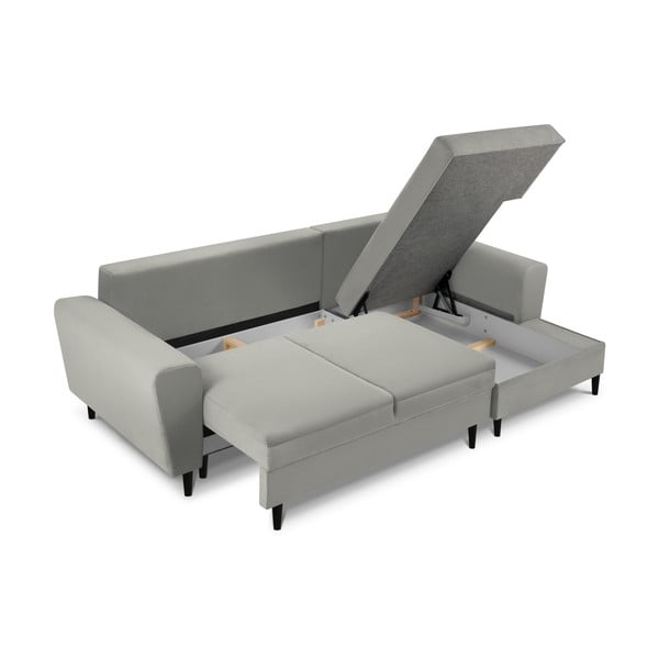 Svetlosivá menčestrová rozkladacia/s úložným priestorom rohová pohovka (pravý roh/s leňoškou) Kyoto – Cosmopolitan Design-image-3