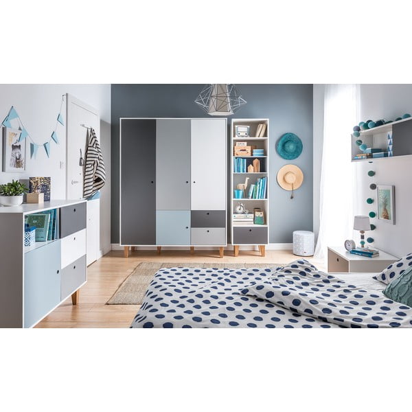 Bielo-sivá komoda s modrým detailom Vox Concept-image-1