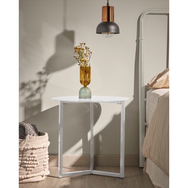Biely odkladací stolík Kave Home Marae, ⌀ 50 cm-image-2