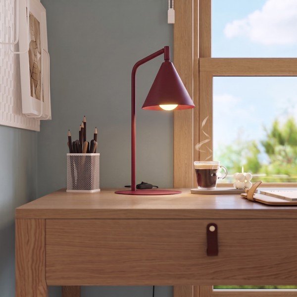 Vínovočervená oceľová stolová lampa s ohýbateľnou konštrukciou (výška  35 cm) Zylo – Sollux-image-1