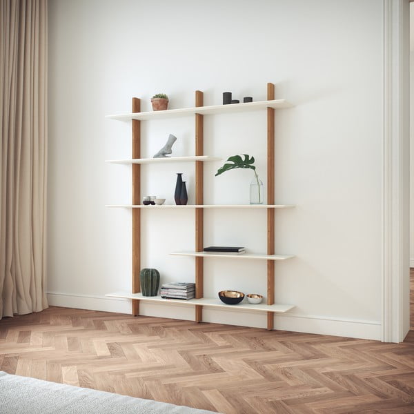 Biely policový diel s konštrukciou z dubového dreva Tenzo Bridge, šírka 162 cm-image-1