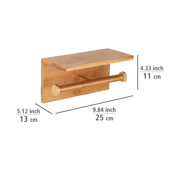 Nástenný bambusový držiak na toaletný papier Duo Bambusa – Wenko-image-2