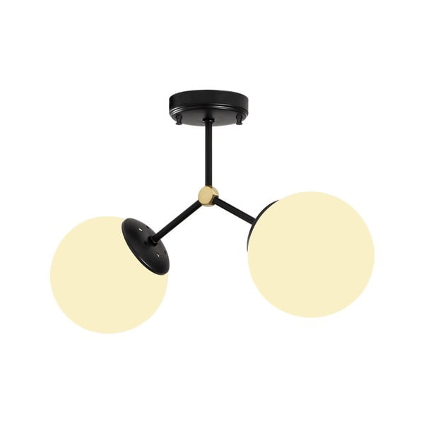 Čierno-biele stropné svietidlo so skleneným tienidlom 15x44 cm Damar – Opviq lights-image-2