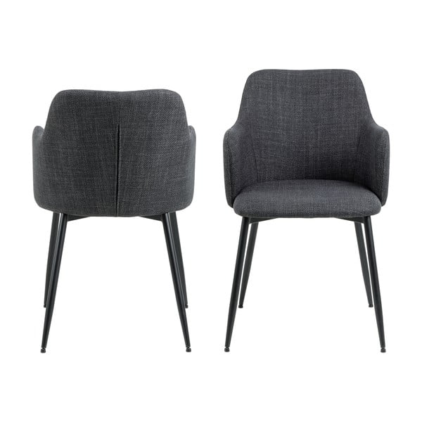 Antracitové čalúnené jedálenské kreslá v súprave 2 ks Ilsa – Actona-image-3