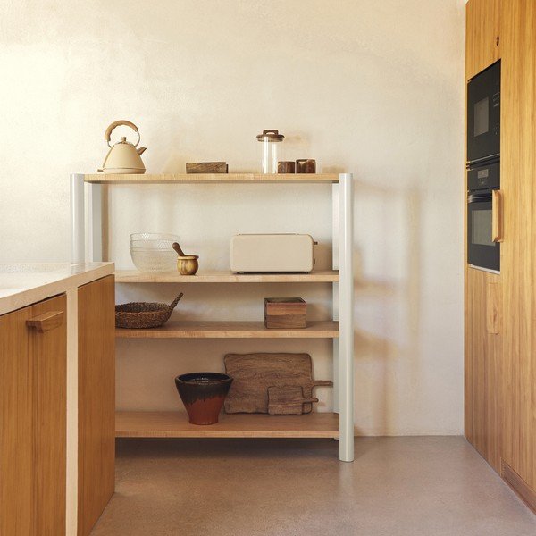 Krémový/v svetloprírodnej farbe regál v dekore duba 126x128x43 cm Bona – Teulat-image-1