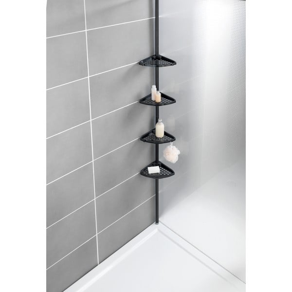 Čierna rohová teleskopická kúpeľňová polička Opal - Allstar-image-1