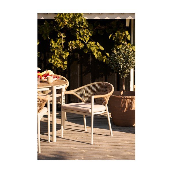 Béžová kovová/polstrovaná záhradná stolička Abela – House Nordic-image-1