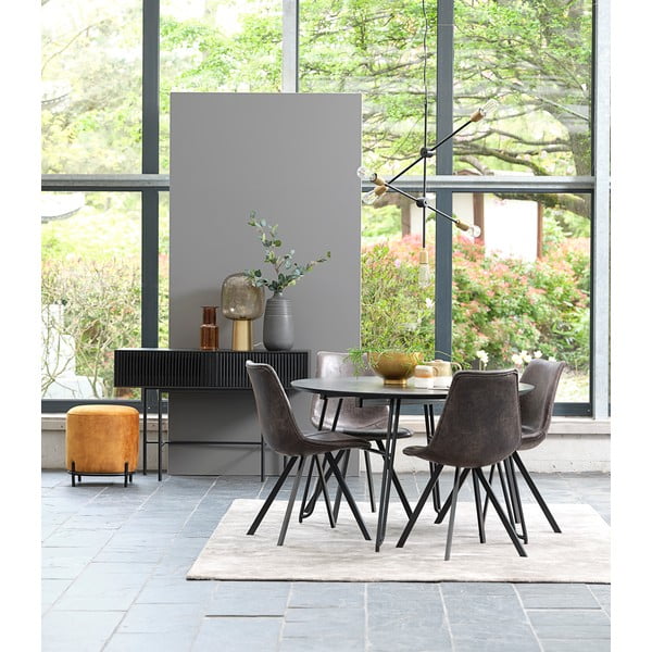 Čierny konzolový stolík z dubového dreva a s kovovými nohami Canett Oxford, dĺžka 120 cm-image-4