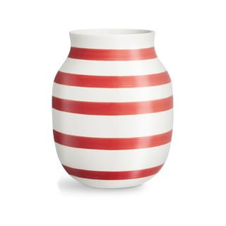 Bielo-červená pruhovaná keramická váza Kähler Design Omaggio, výška 20,5 cm