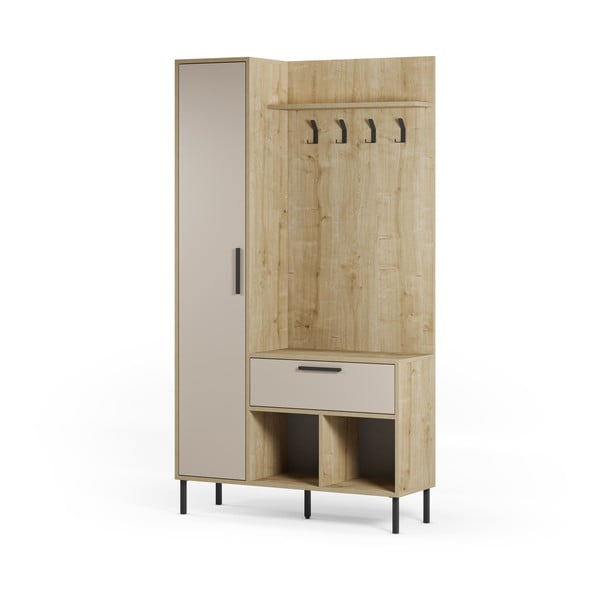 Predsieňová zostava v dekore duba v krémovo-prírodnej farbe 108x195x35 cm Heidy – Marckeric-image-2