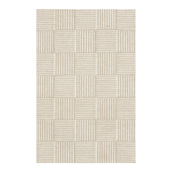 Béžový ručne tkaný koberec Linie Design Chess, 50 × 80 cm