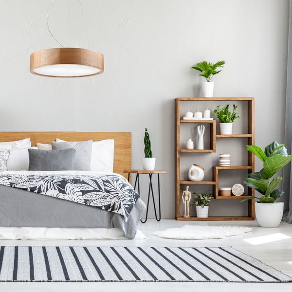 Hnedé závesné svietidlo so skleneným tienidlom ø 37 cm Eveline – LAMKUR-image-2