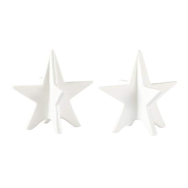 Sada 2 dekoratívnych hviezd KJ Collection White Matt, 13 cm