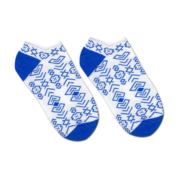 Modré bavlnené členkové ponožky Hesty Socks Geometry, vel. 39-42