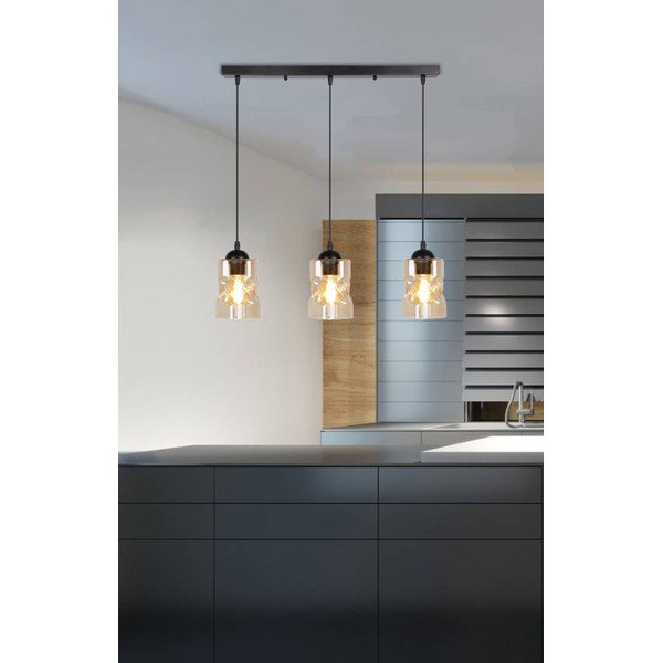 Čierne závesné svietidlo so skleneným tienidlom 10x62 cm Felis - Candellux Lighting-image-1