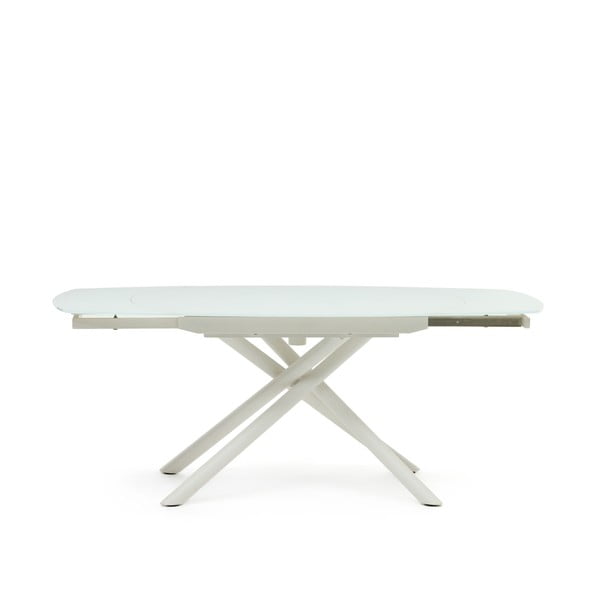 Biely rozkladací jedálenský stôl so sklenenou doskou 100x130 cm Yodalia – Kave Home-image-3