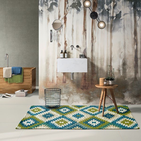 Zeleno-modrý umývateľný behúň 55x190 cm Avana Oasi - Floorita-image-1