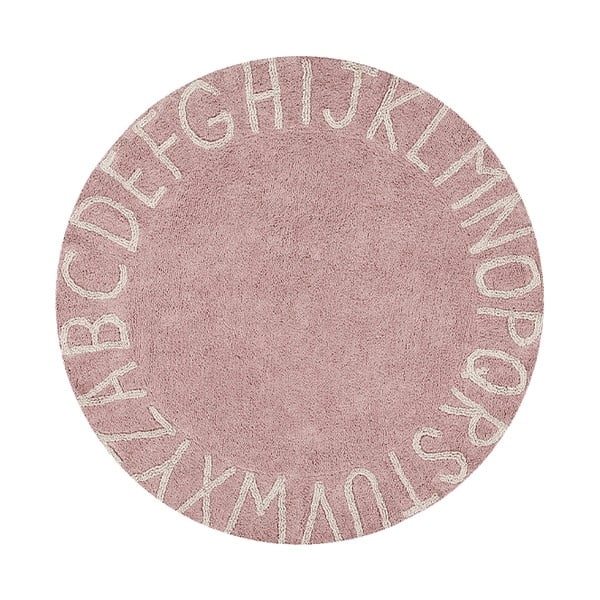 Svetloružový prateľný ručne tkaný bavlnený detský koberec ø150 cm ABC Vintage Nude – Lorena Canals