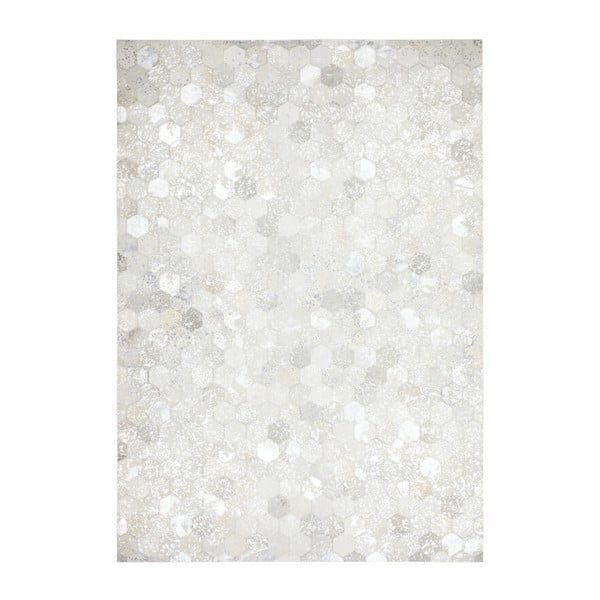 Krémovo-strieborný kožený koberec Daz, 120x170cm