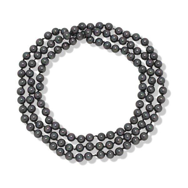 Sivý perlový náhrdelník Mara de Vida Long Night, dĺžka 90 cm
