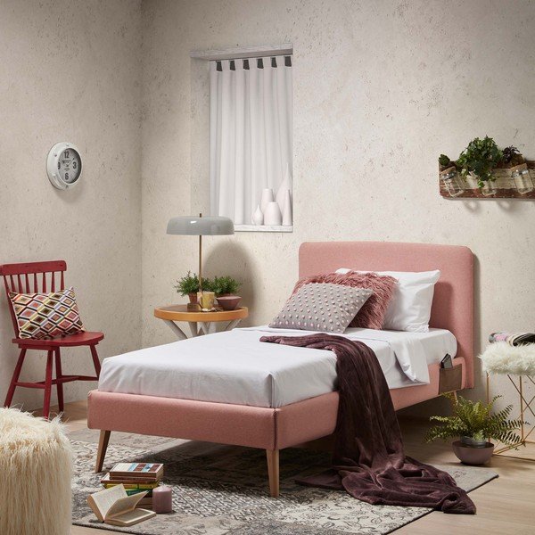 Ružové čalúnené čelo postele 108x76 cm Dyla – Kave Home-image-1