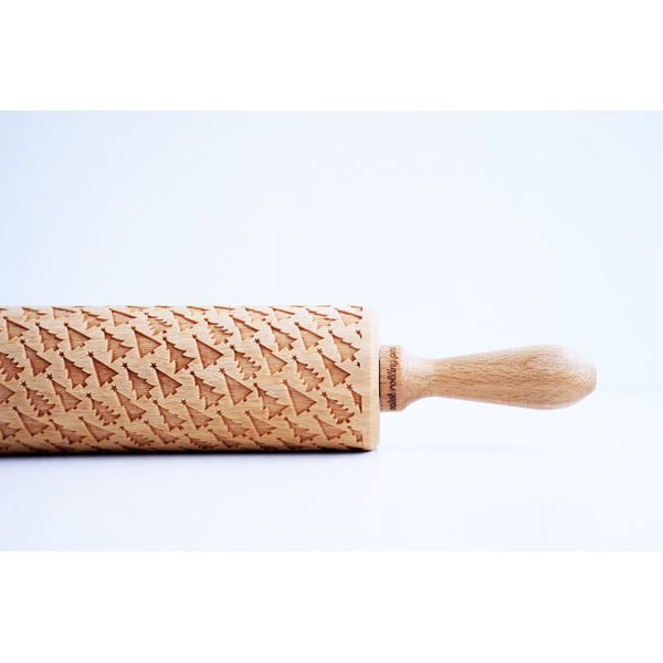 Drevený vianočný embosovaný valček na cesto Valek Trees-image-3