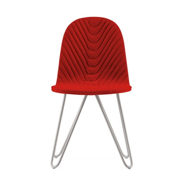 Červená stolička s kovovými nohami IKER Mannequin X Wave