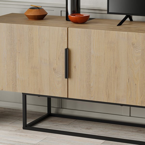 TV stolík v dekore duba v prírodnej farbe 200x55 cm Titan – Marckeric-image-4